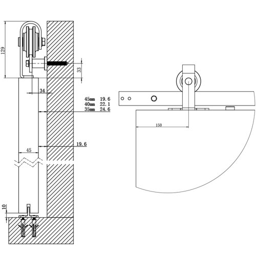 Wayfair Basics™ Baarde Sliding Door Hanger Frame Hardware Kit & Reviews